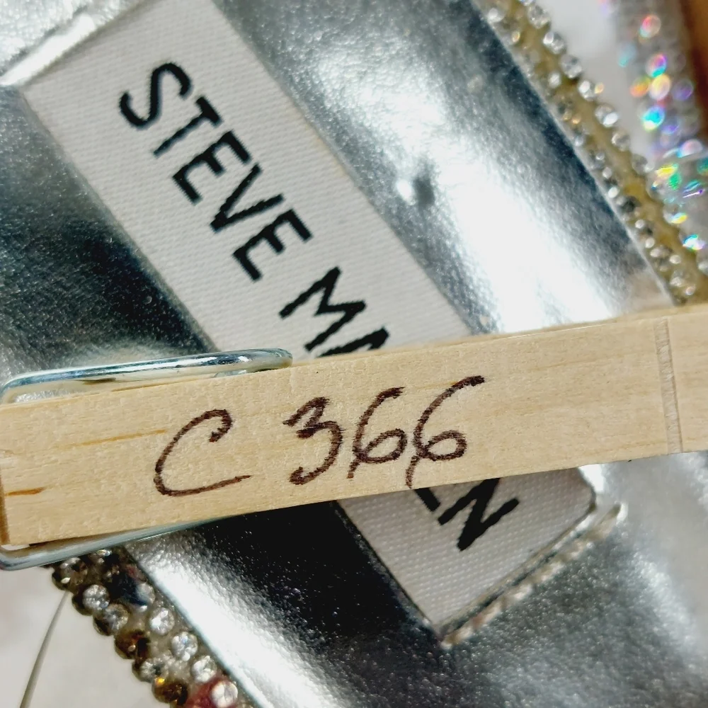 New Steve Madden Pending Embellished Clear Strap Stiletto Sandals C366 - Picture 14 of 14